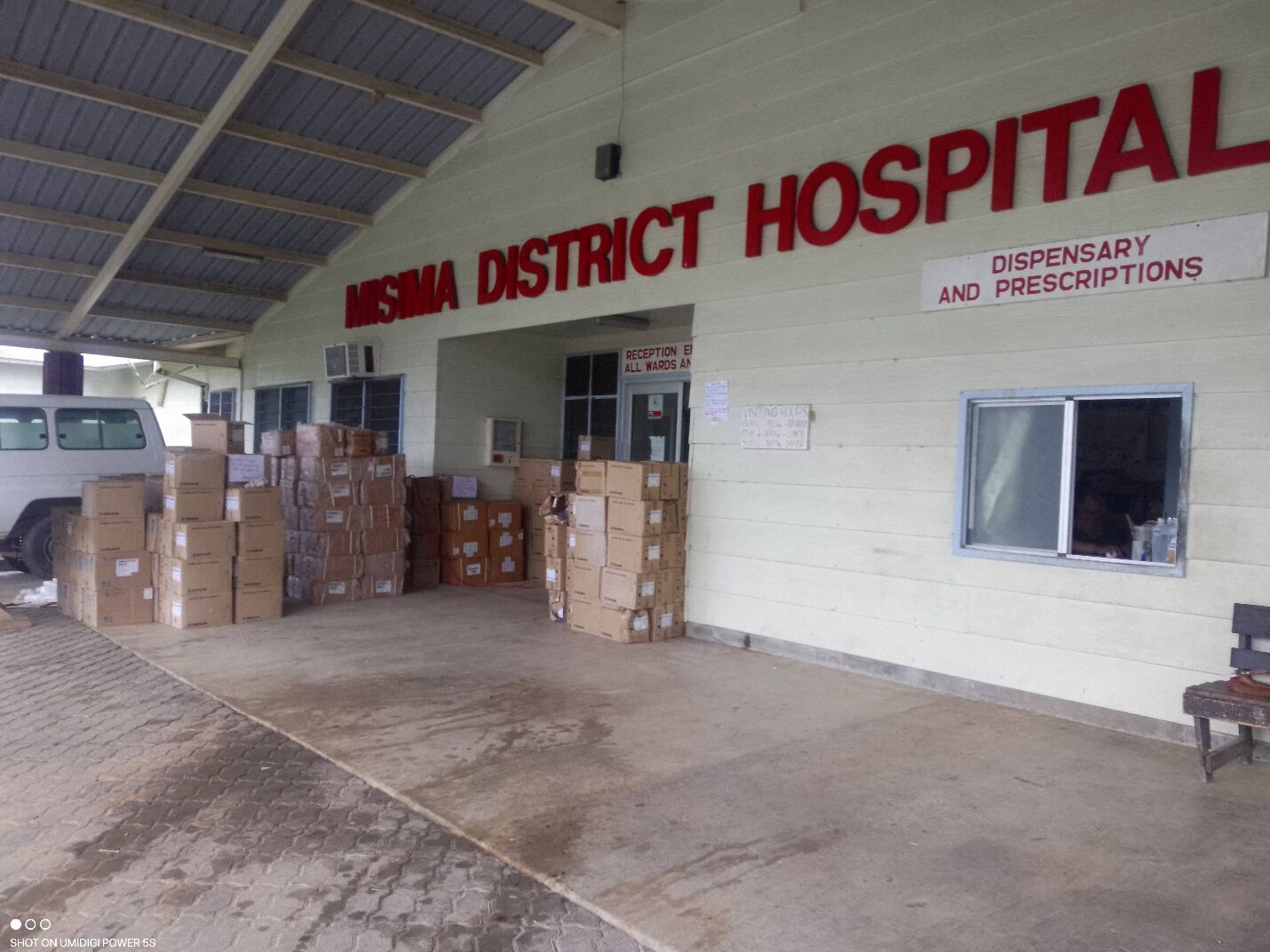Medical supplies arriving at the dispensary of Misima District Hospital.
